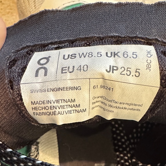 On CloudMonster Women’s size 8.5 Running Shoes in White, Mint, Navy, and Orange - Picture 4 of 8